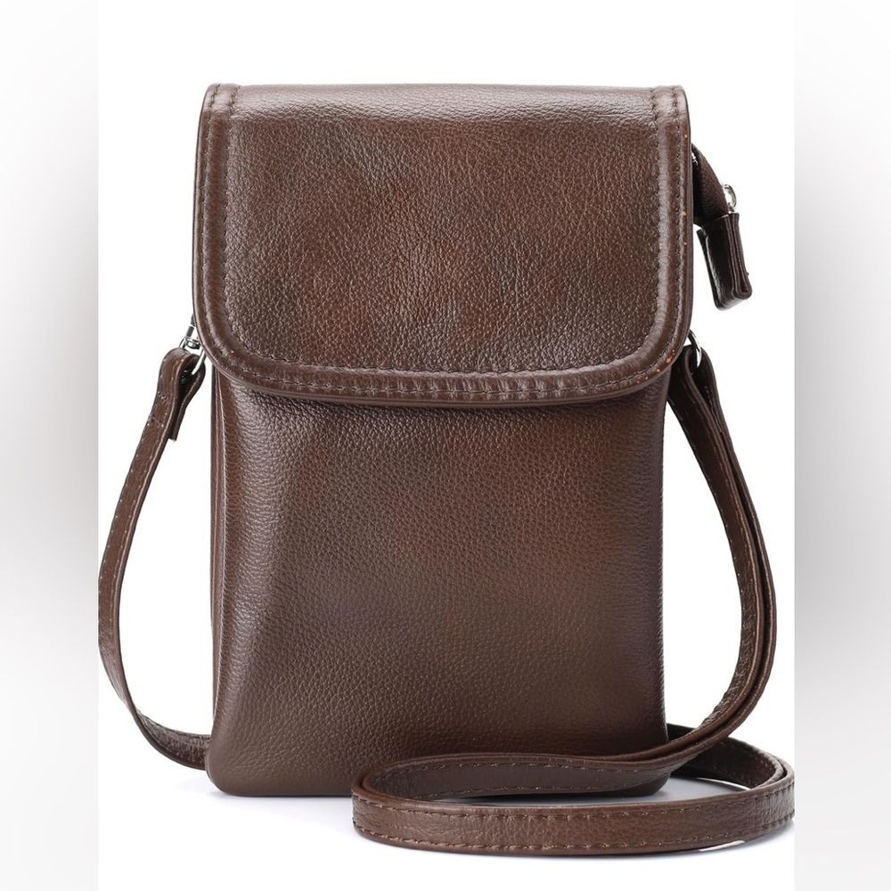 Befen Brown Genuine Leather Crossbody Phone Purse